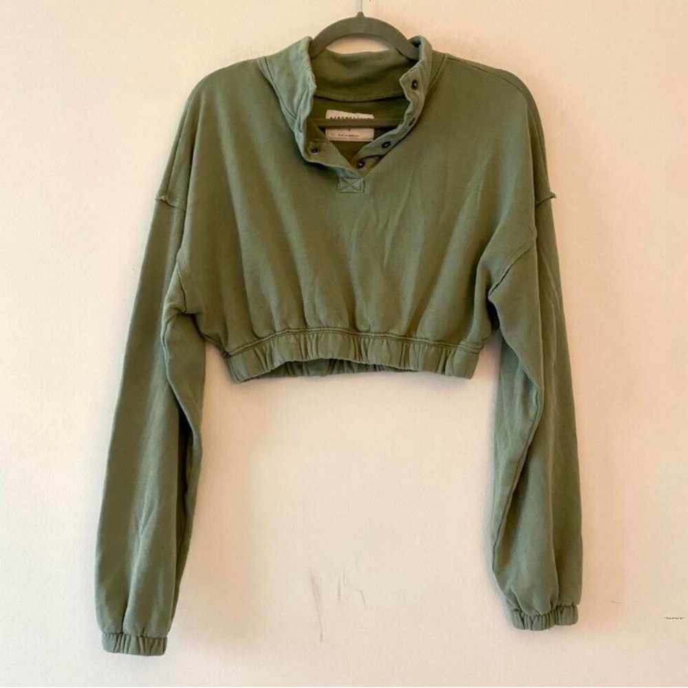 Aeropostale Green Cropped Polo Sweatshirt